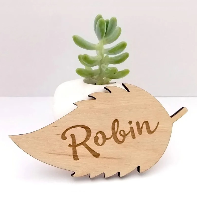 Custom Leaf Shape Laser Engraved Wooden Card