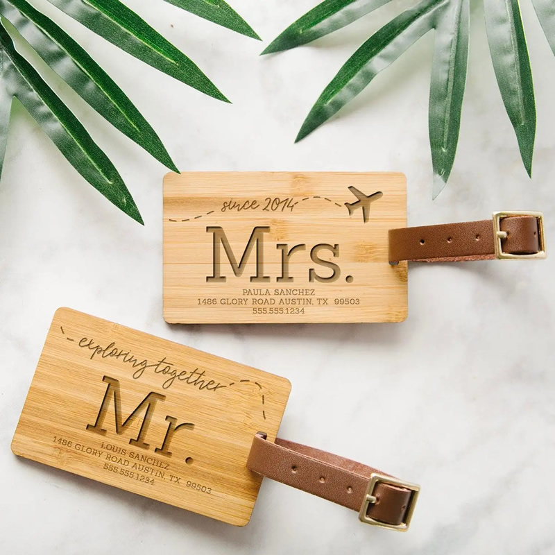 Custom Wooden Laser Engraved Luggage Tags