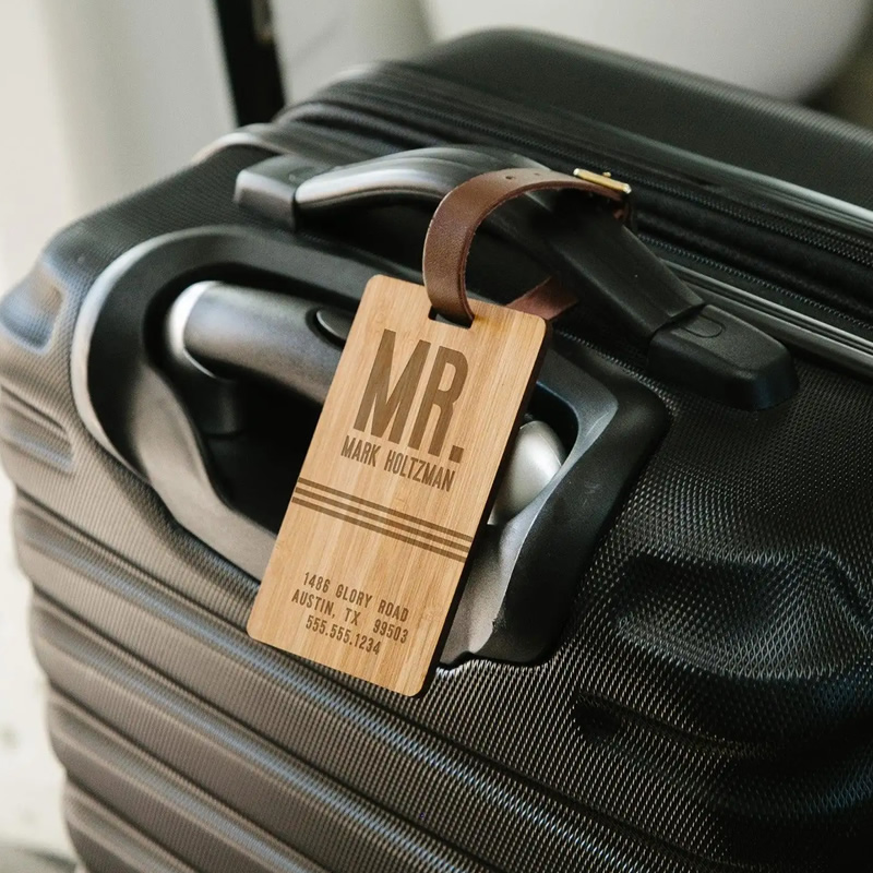 Custom Wooden Luggage Tag