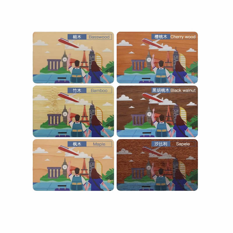 UV Color Printed Wooden RFID Card