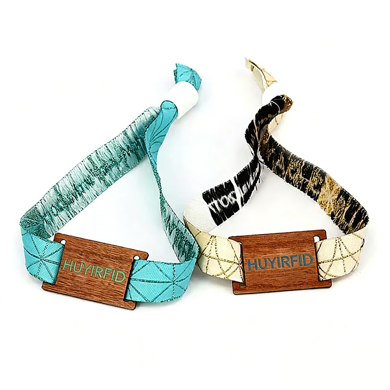Wooden Key Tags Fabric Wristband