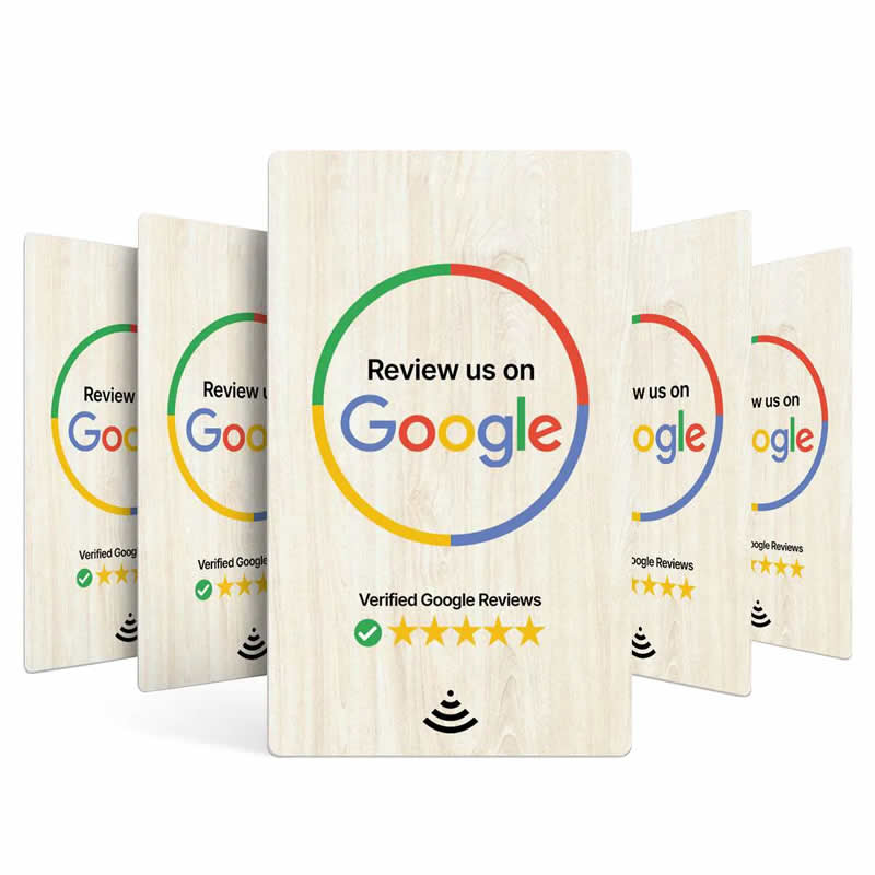 Google Reviews Wooden NFC Cards