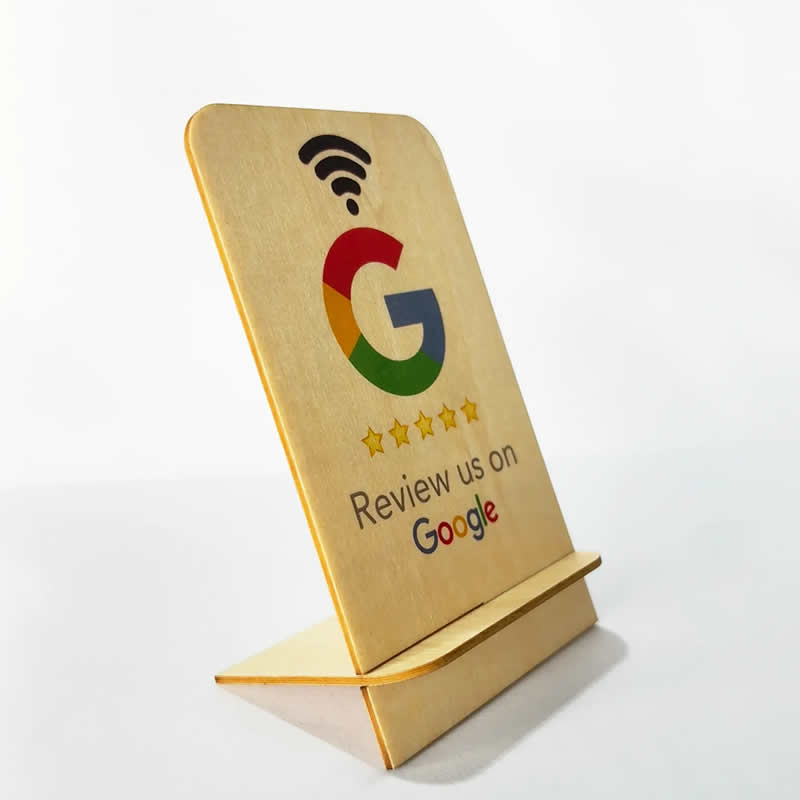 Wooden NFC Google Review Wooden Stand